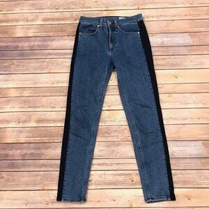Rag & Bone Mazie High Rise Skinny Jeans Double Indigo Stripe